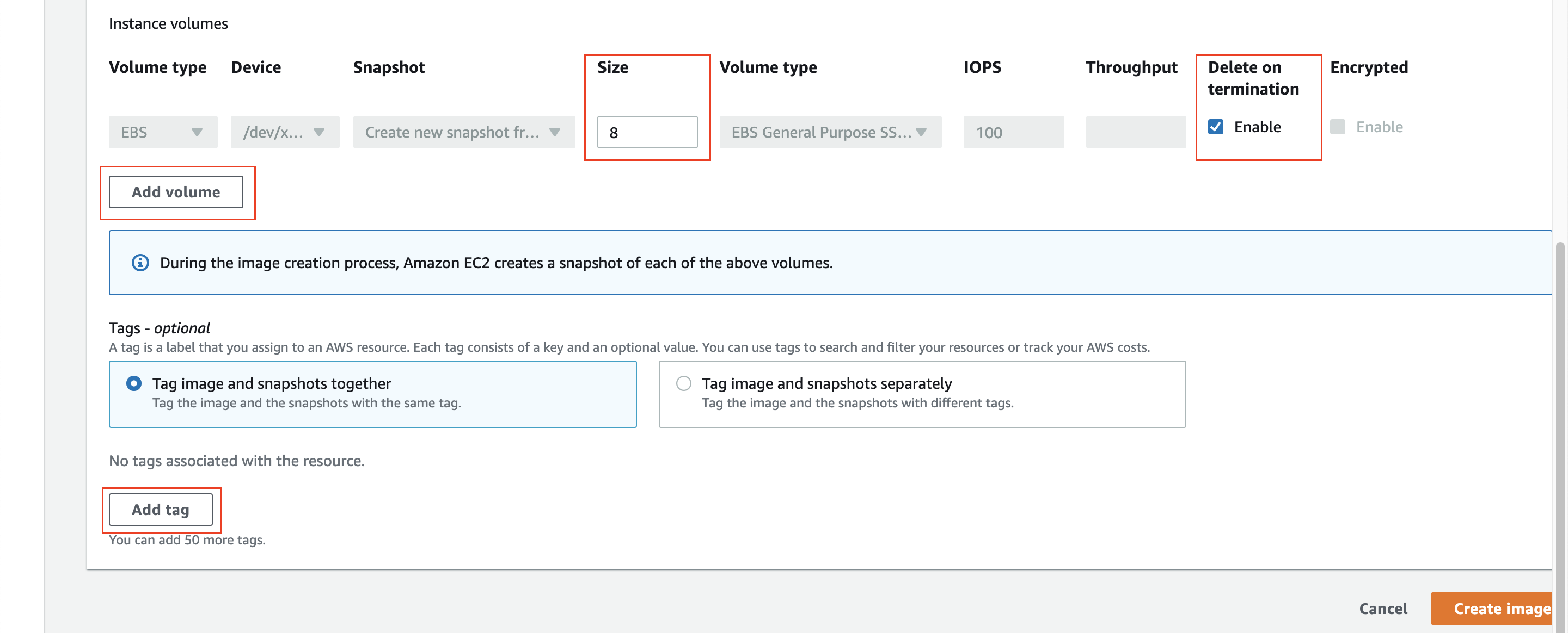 AWS EC2 Create Image