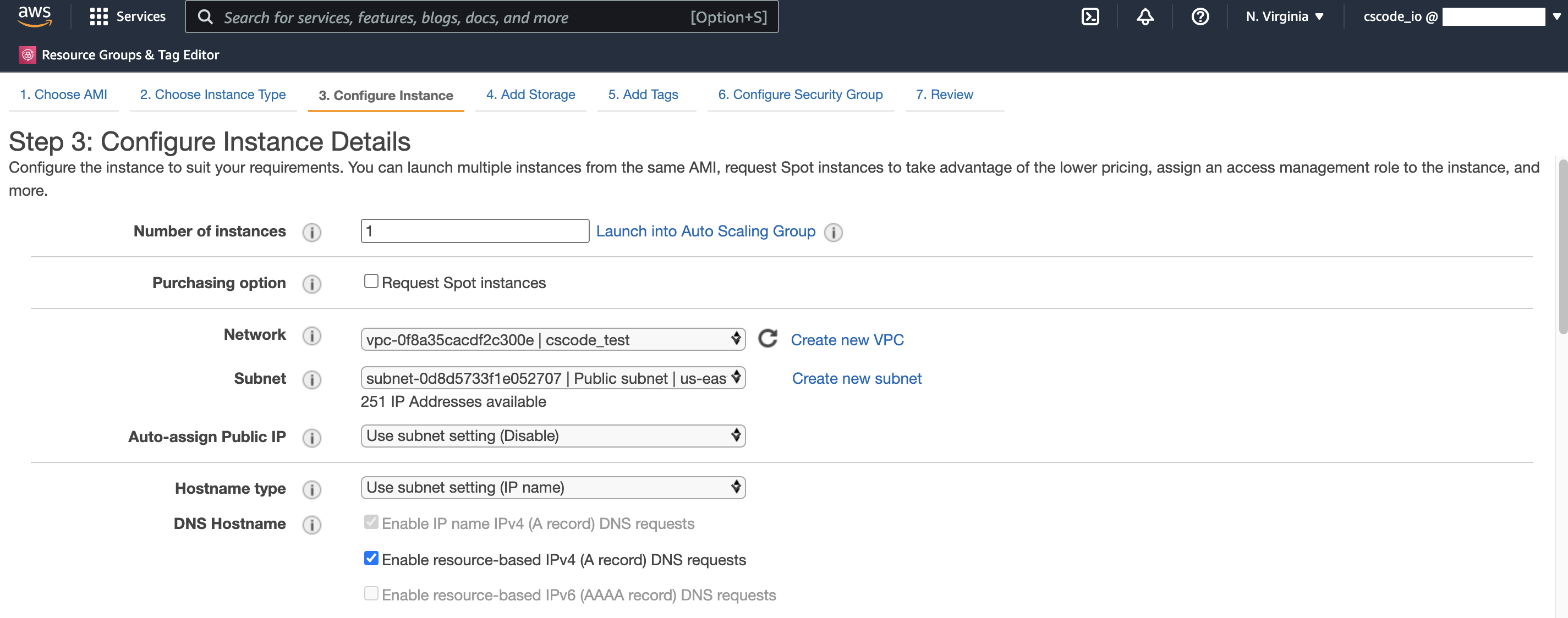 AWS EC2 dashboard