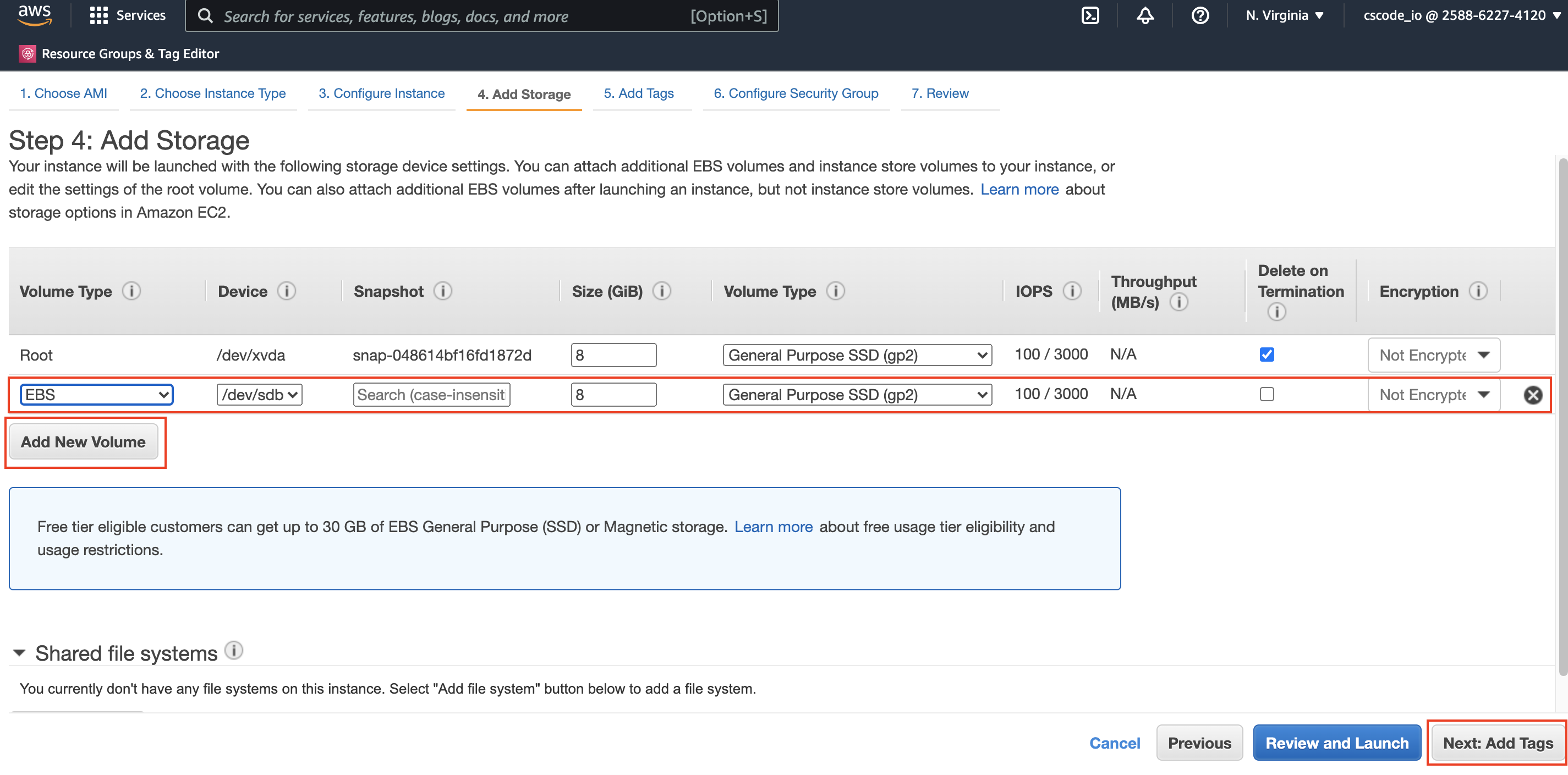 AWS EC2 dashboard