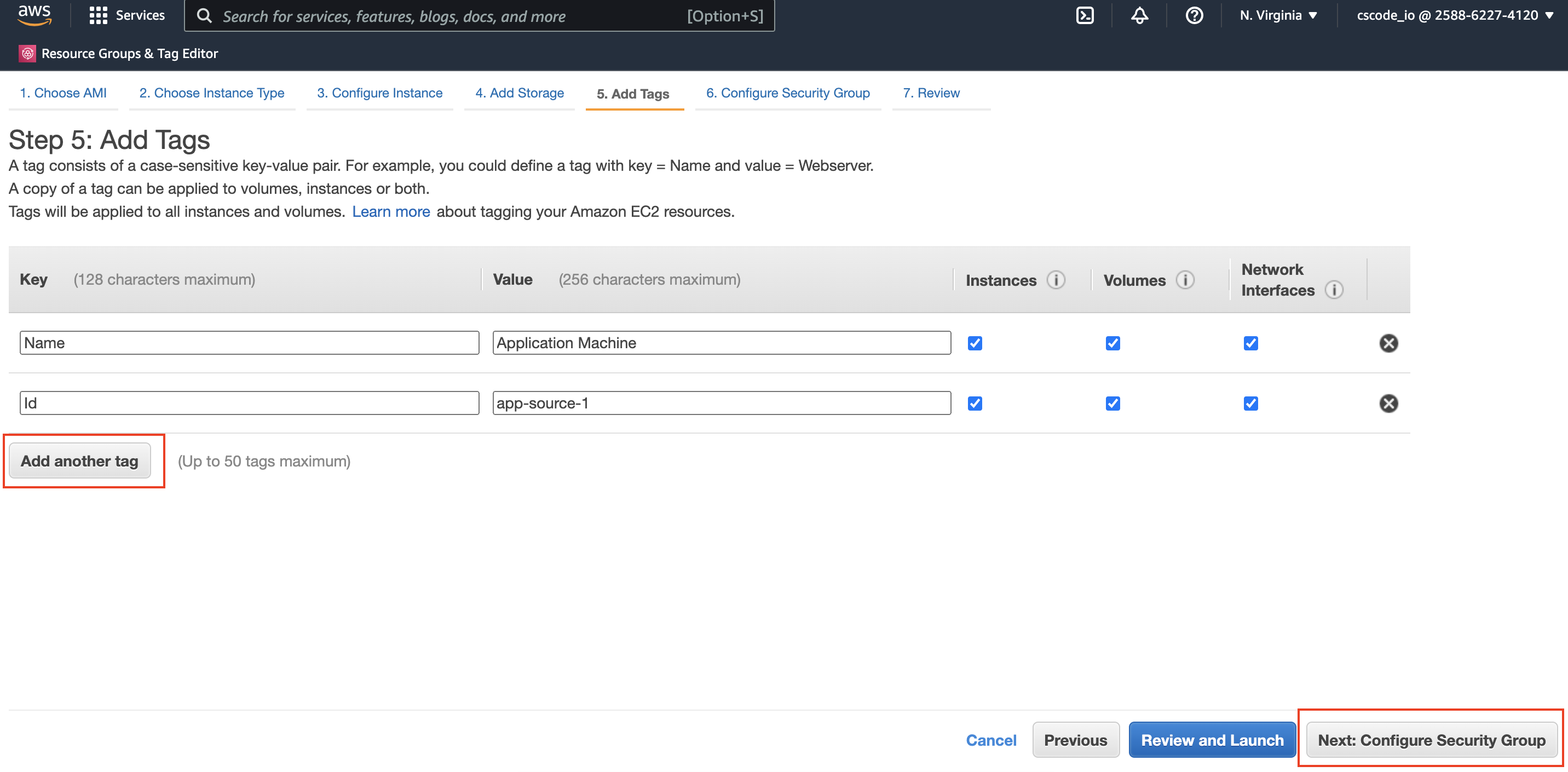 AWS EC2 dashboard