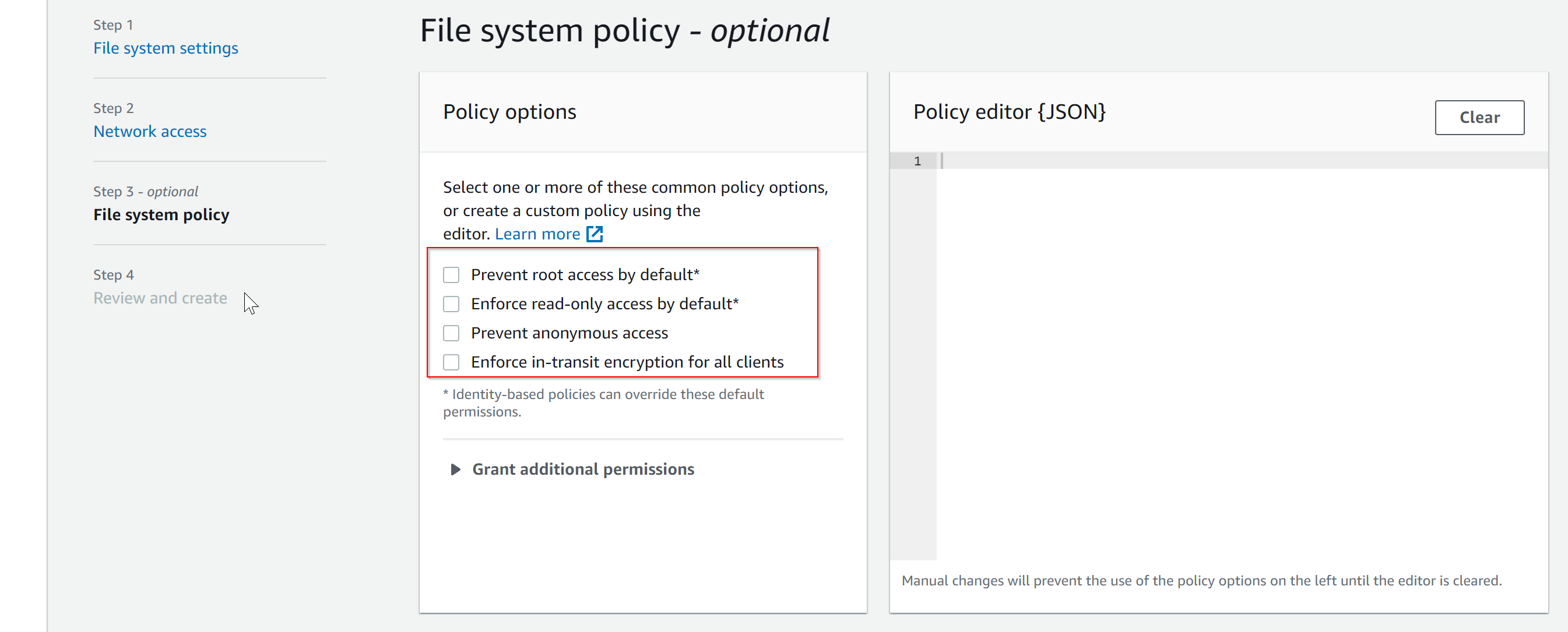 Create EFS file system with custom settings