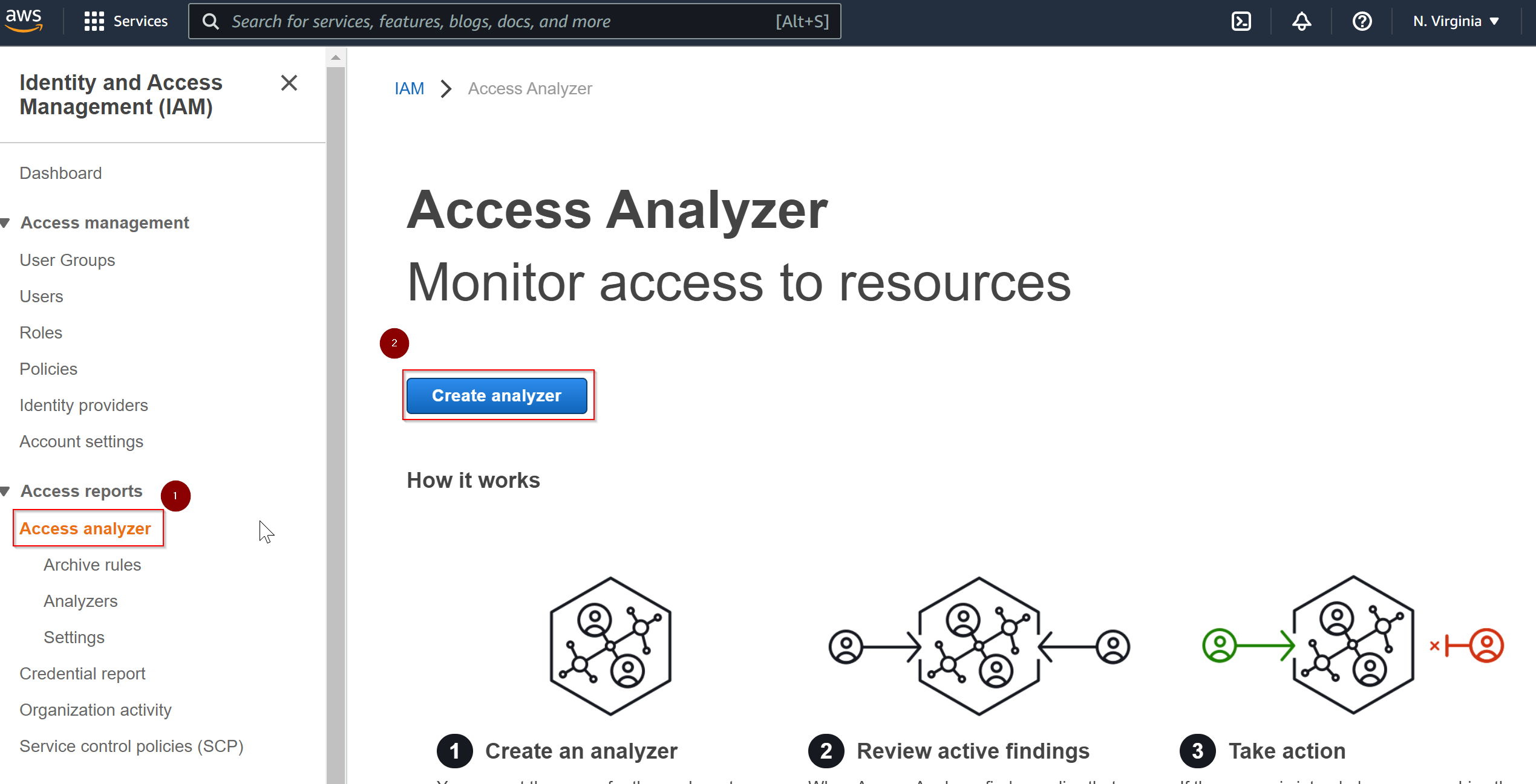 IAM create access analyzer