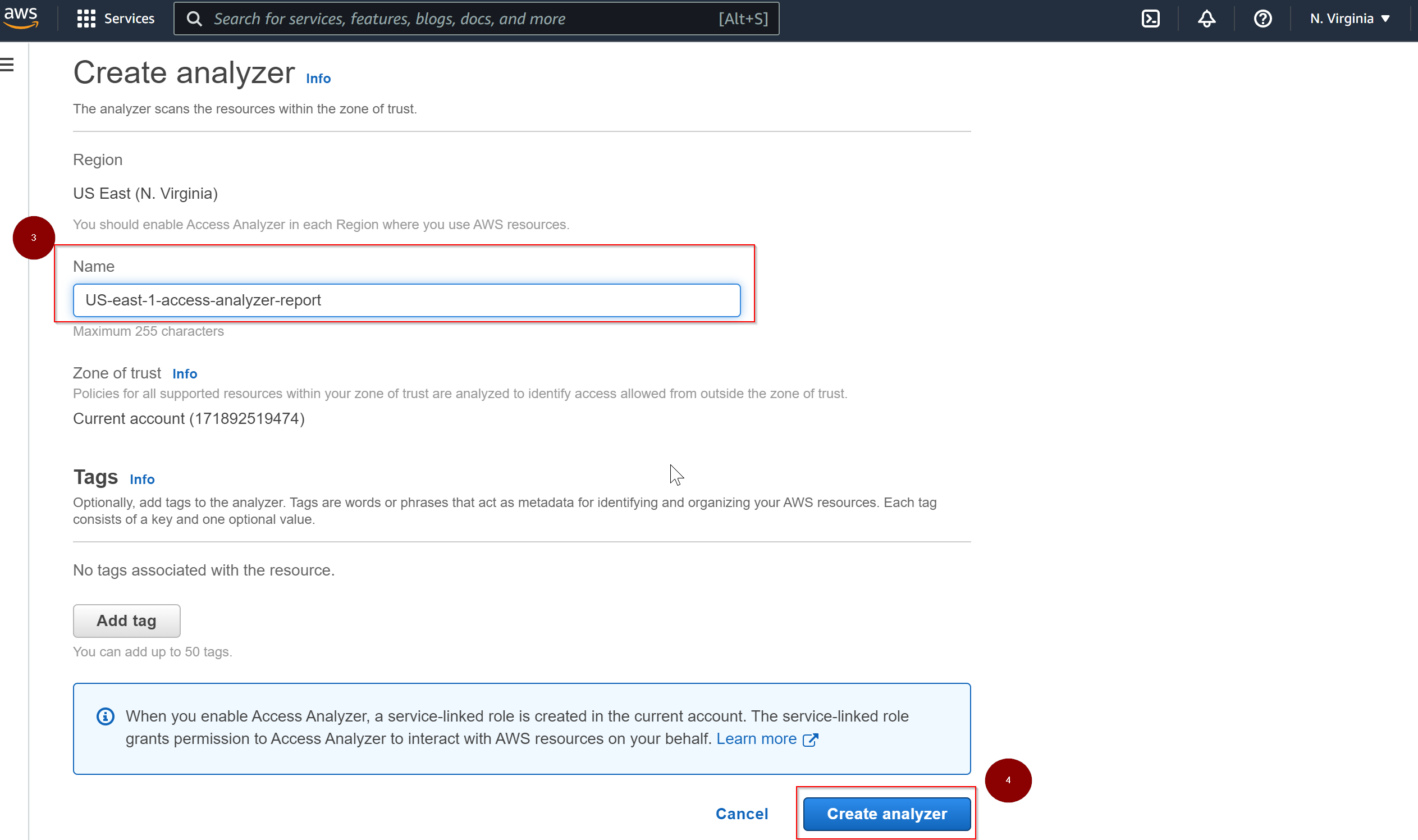 IAM create access analyzer