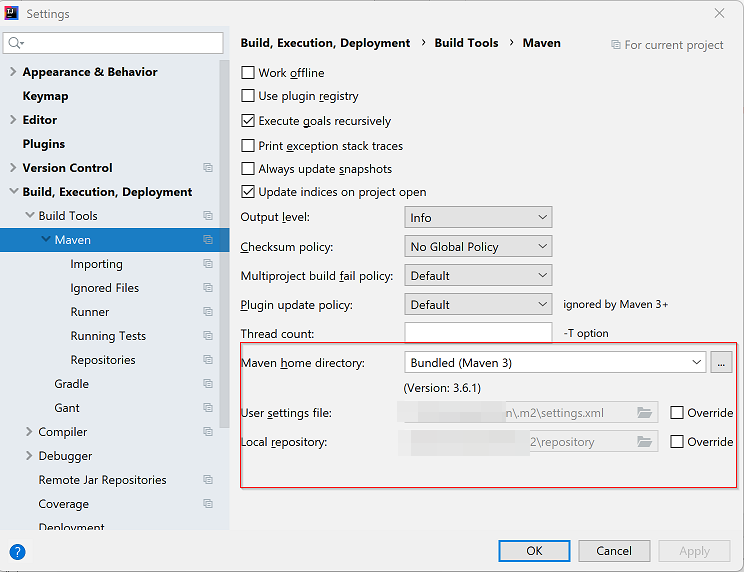 Intellij IDEA Maven settings